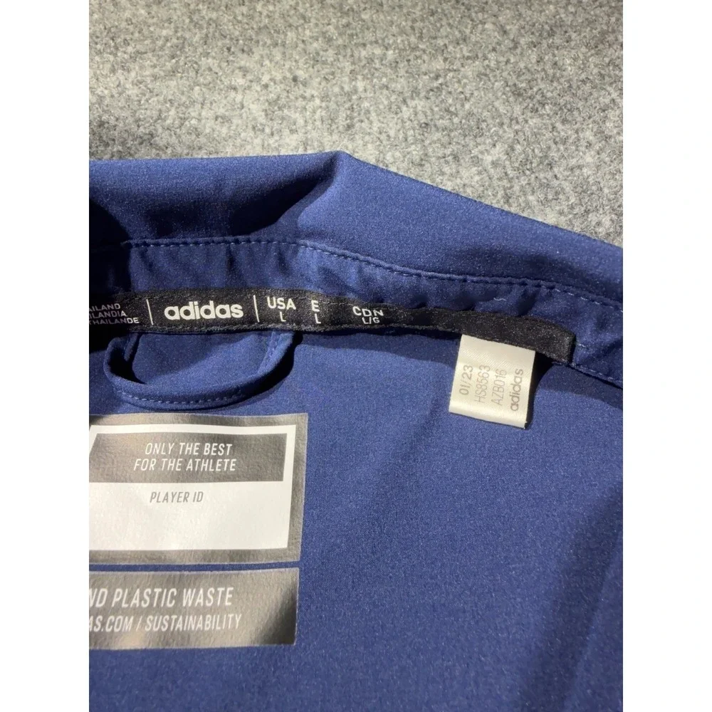 Adidas Mens Navy Blue Short Sleeve Button Down Performance Shirt HS8563 Large